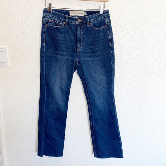 Soft Surroundings Denim - Soft Surroundings Dark Wash Raw Hem Straight Jeans
